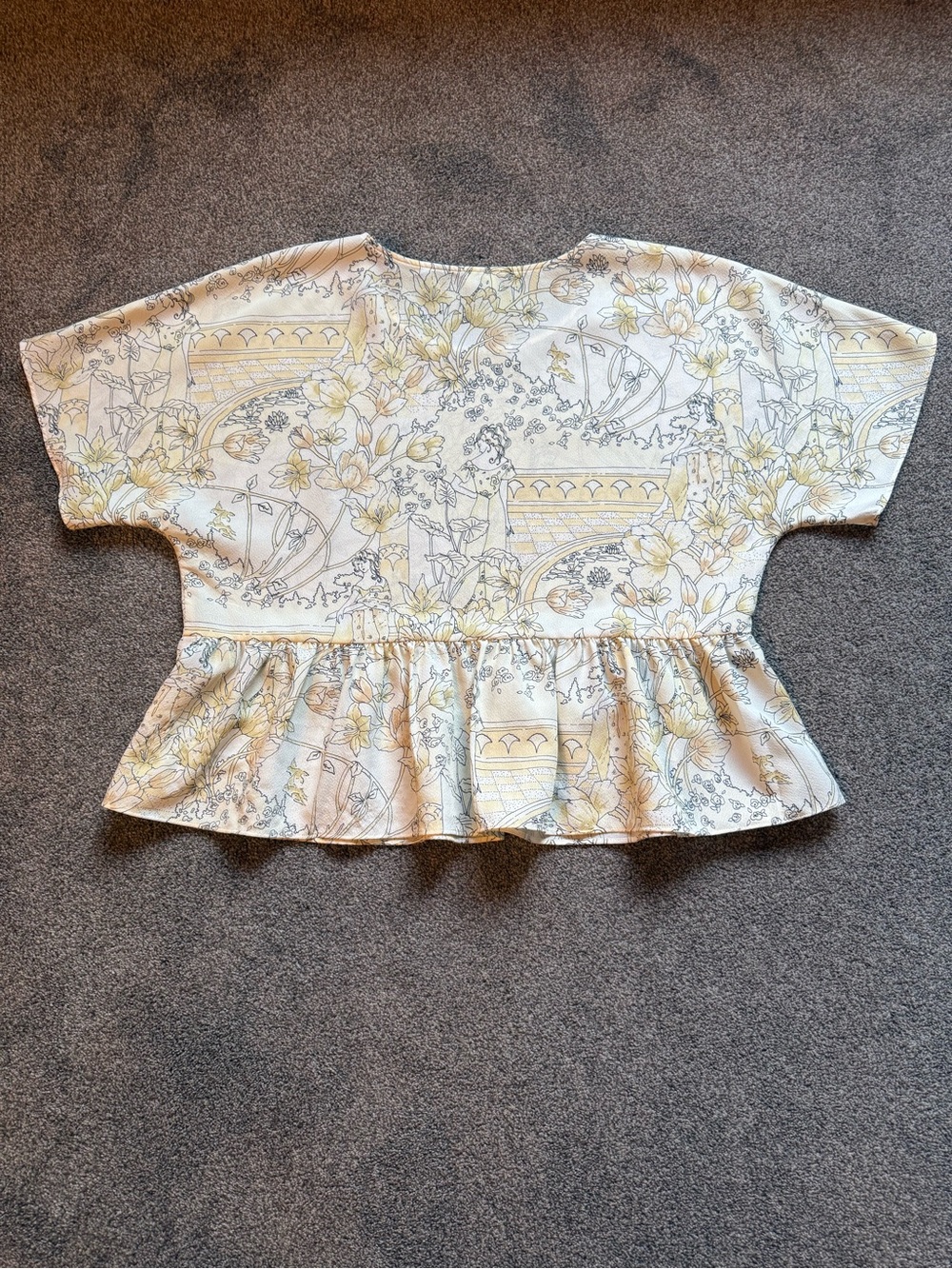 Wilfred Floral Peplum Tee - Cream & Yellow - Picture 2 of 5